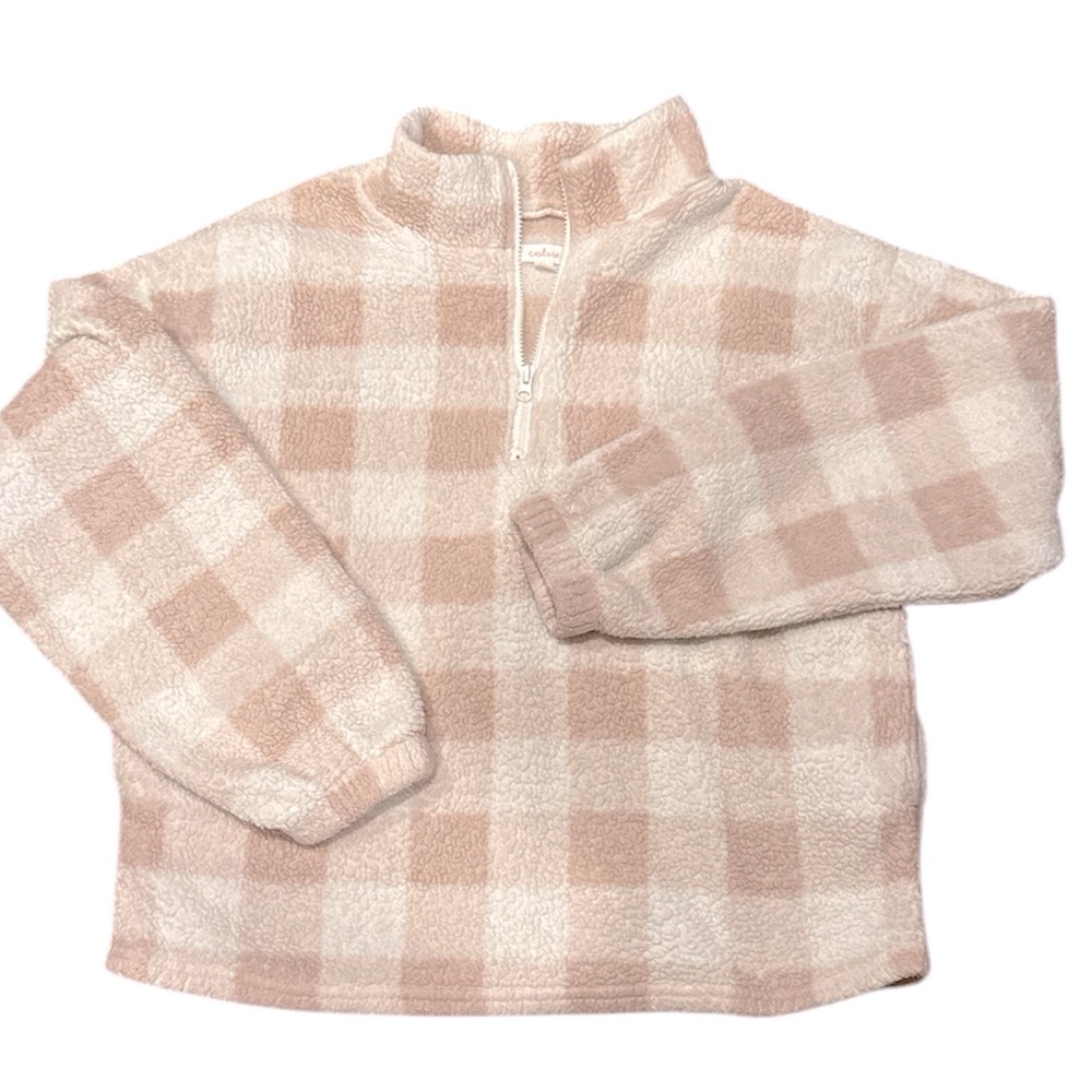 Colsie White and Pink Sweatshirt Cozy Oversized Pullover with Long Sleeves M